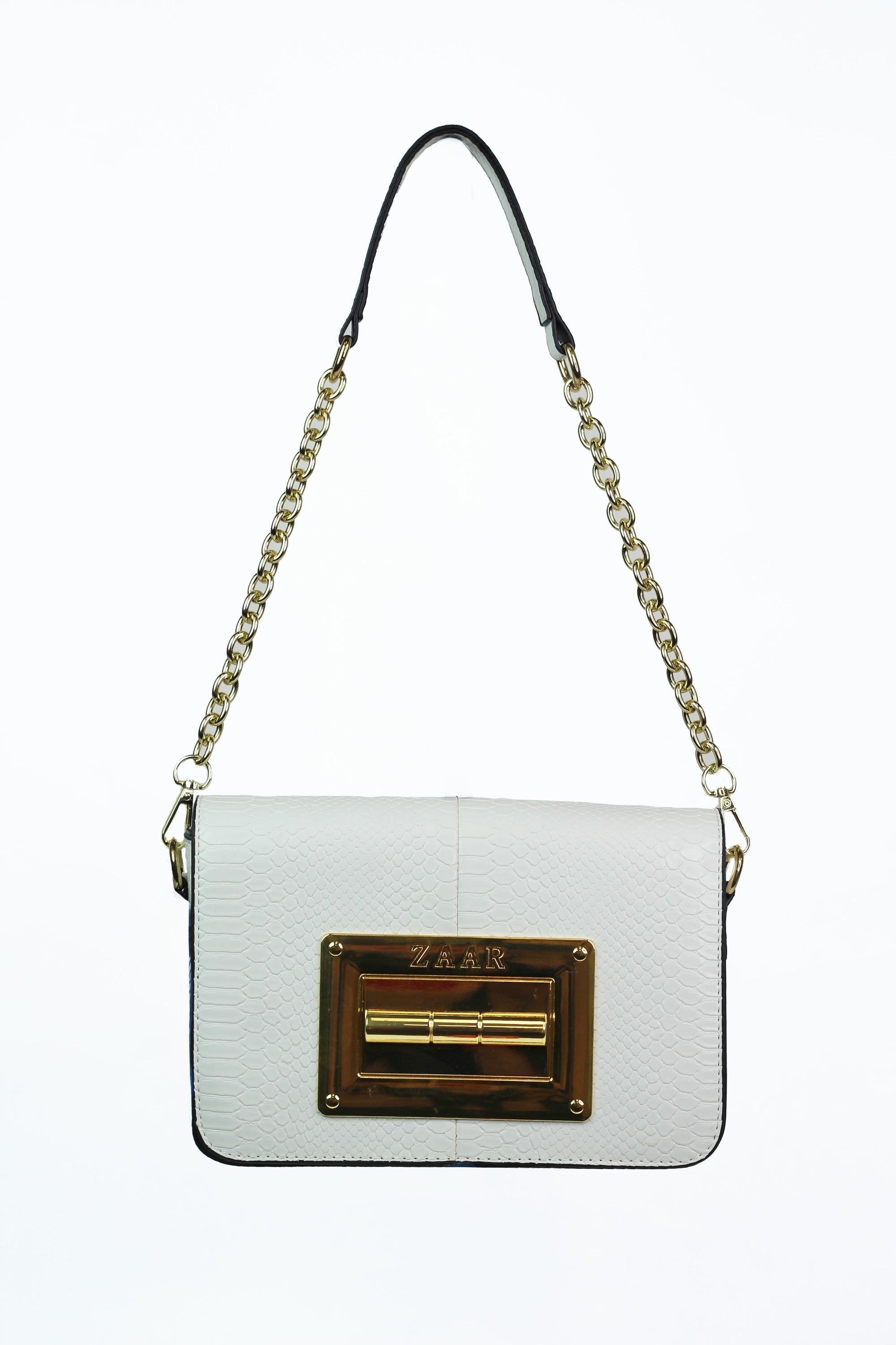 Faux Snakeskin Purse w/ Large Metal Rectangle Trim