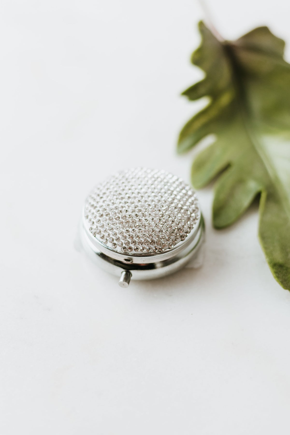 Round Rhinestone Pill Box