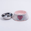 All Rhinestone Heart Middle Dog Bowl