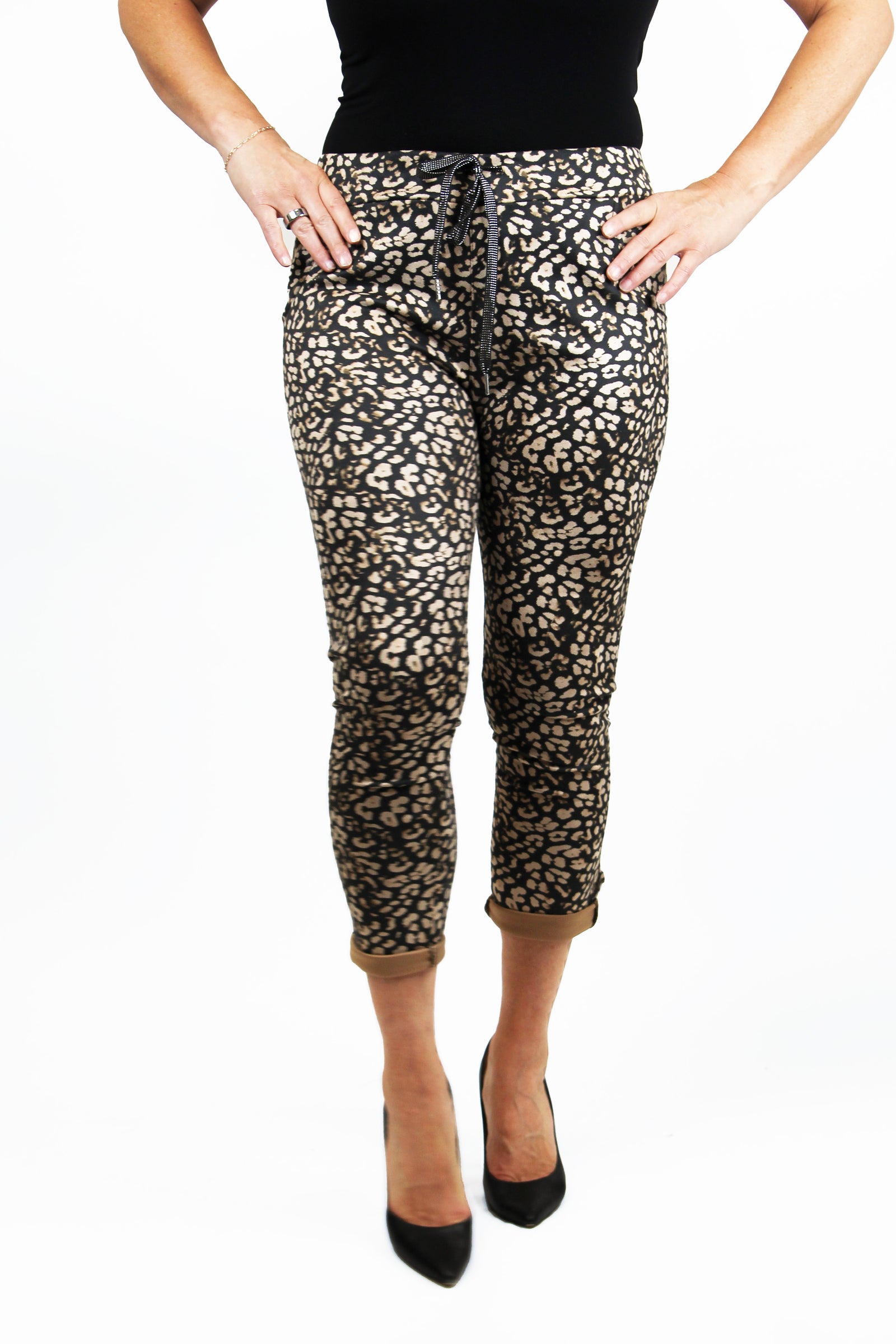 Suede Leopard Print Jogger