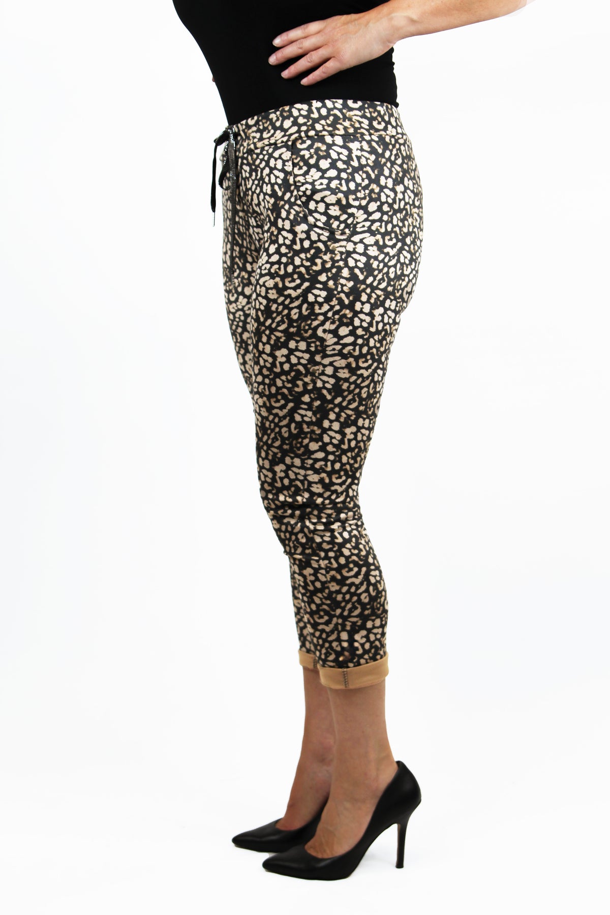 Suede Leopard Print Jogger