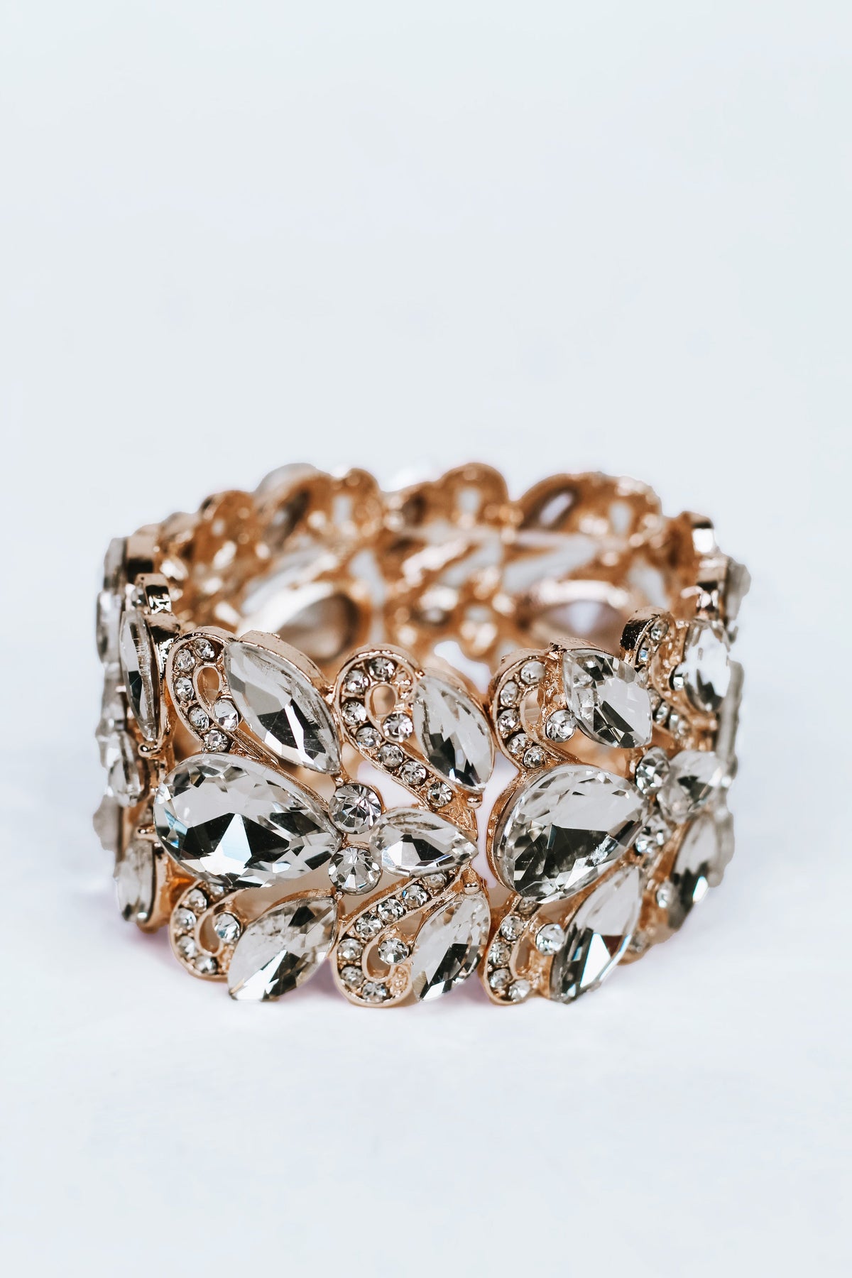 Rhinestone Swirl &amp; Teardrop Stretch Bracelet