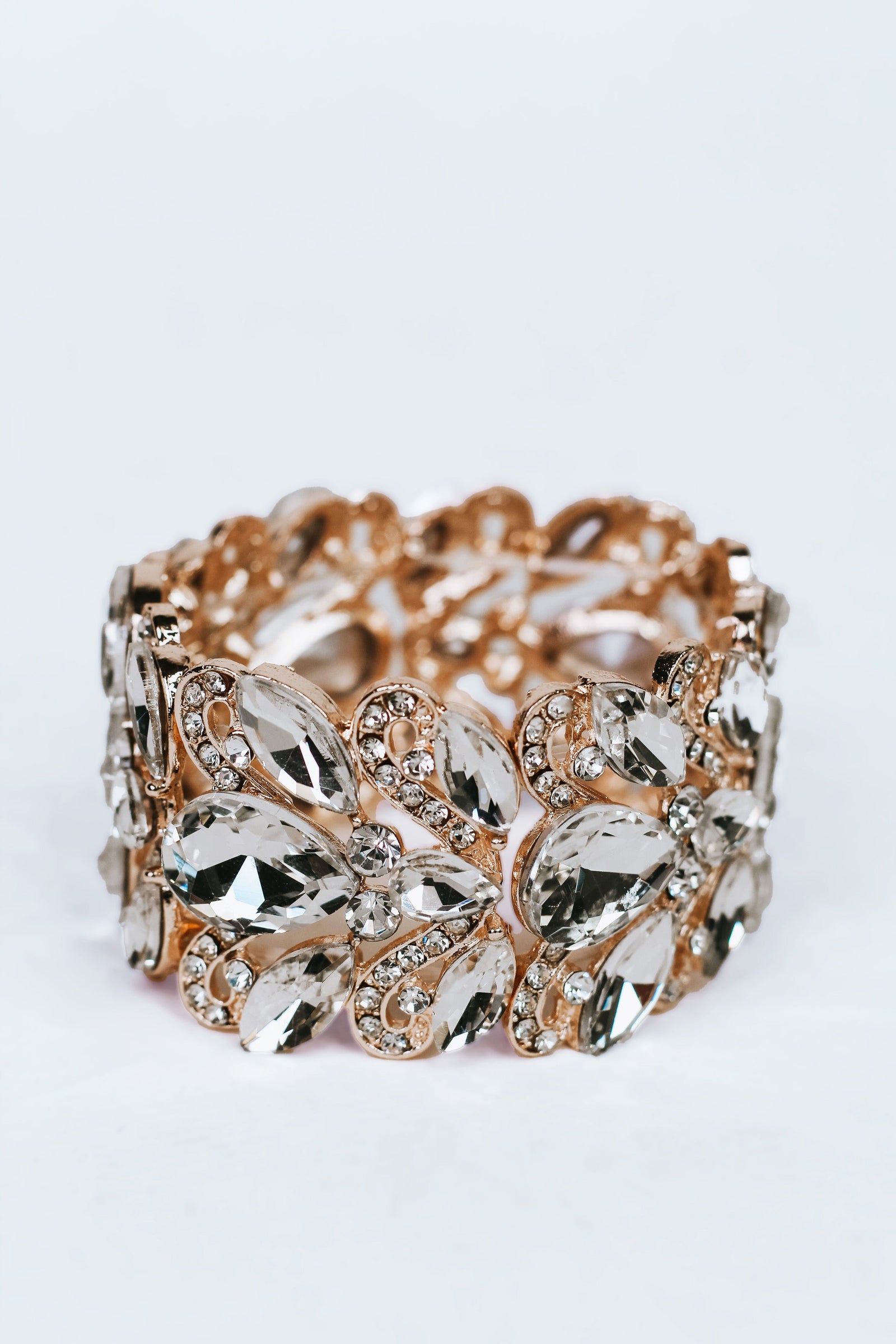 Rhinestone Swirl & Teardrop Stretch Bracelet