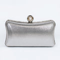 Shimmery Pearl & Metal Design Clutch w/ Pearl & Rhinestone Closure
