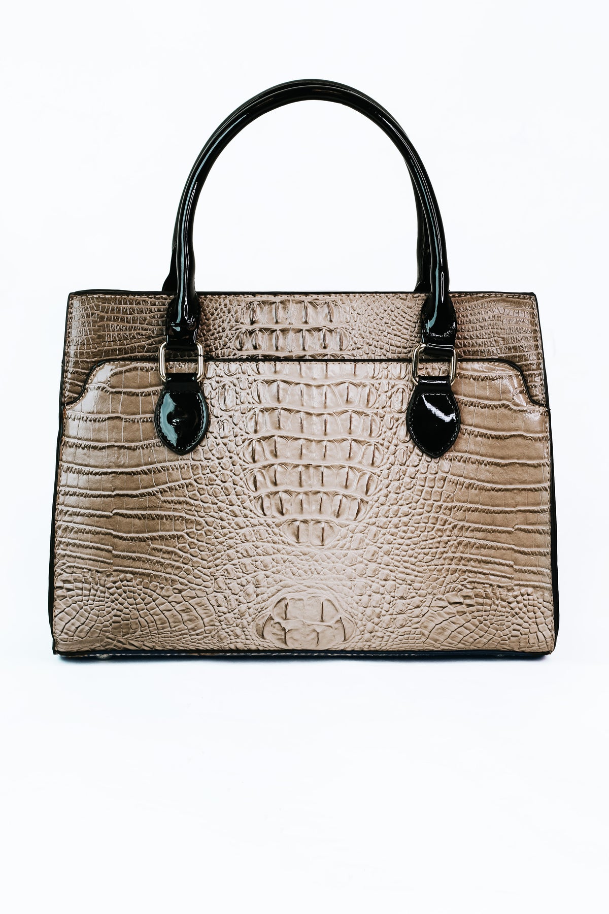 Faux Alligator Handbag w/ Patent Handles