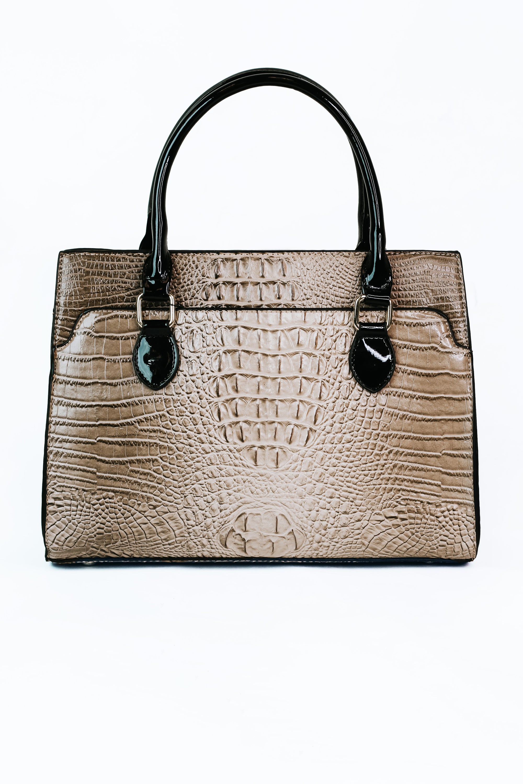 Faux Alligator Handbag w/ Patent Handles
