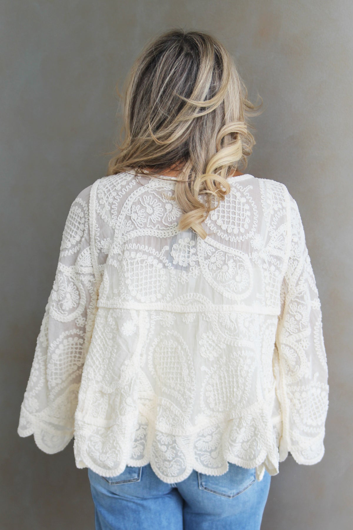 Crochet Knit Lace Sheer Sweater