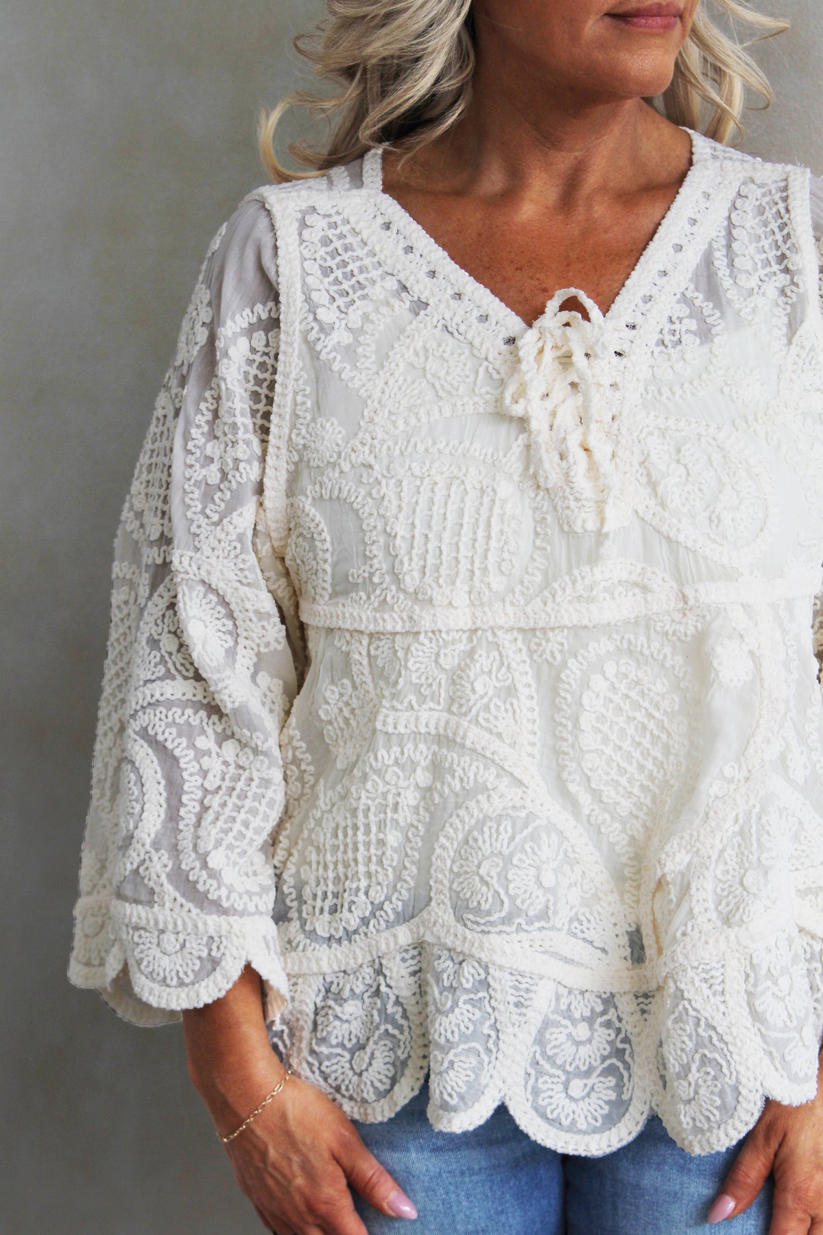 Crochet Knit Lace Sheer Sweater