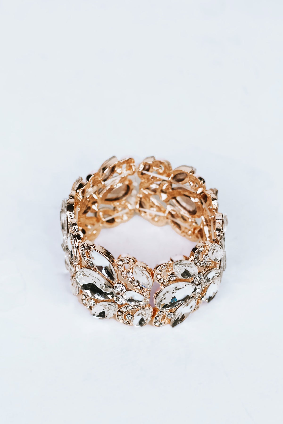 Rhinestone Swirl & Teardrop Stretch Bracelet