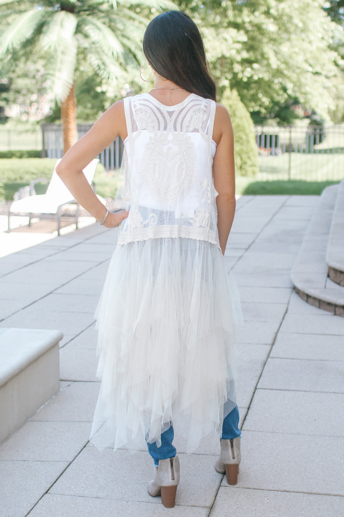 Tulle & Embroidered Layered Vest