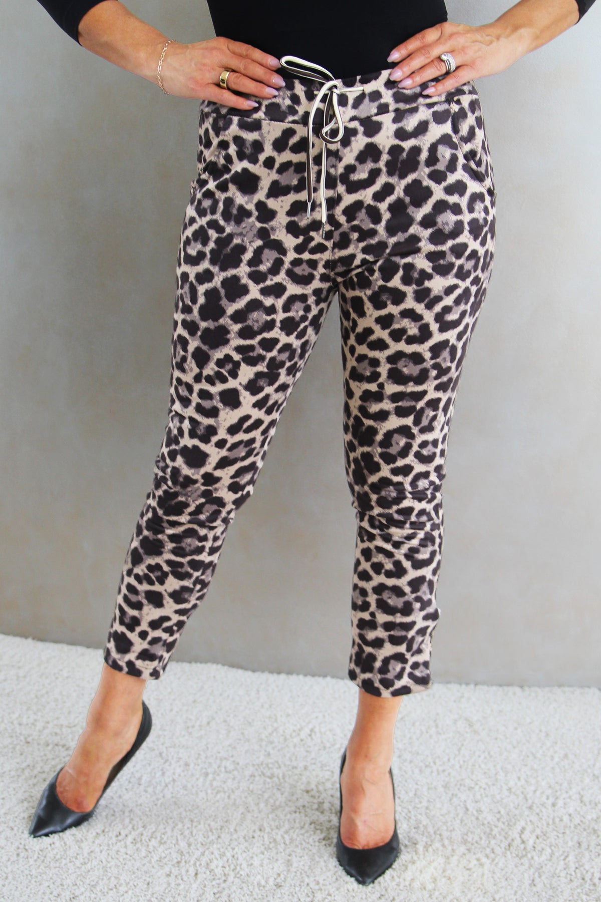 Leopard Print Faux Suede Jogger