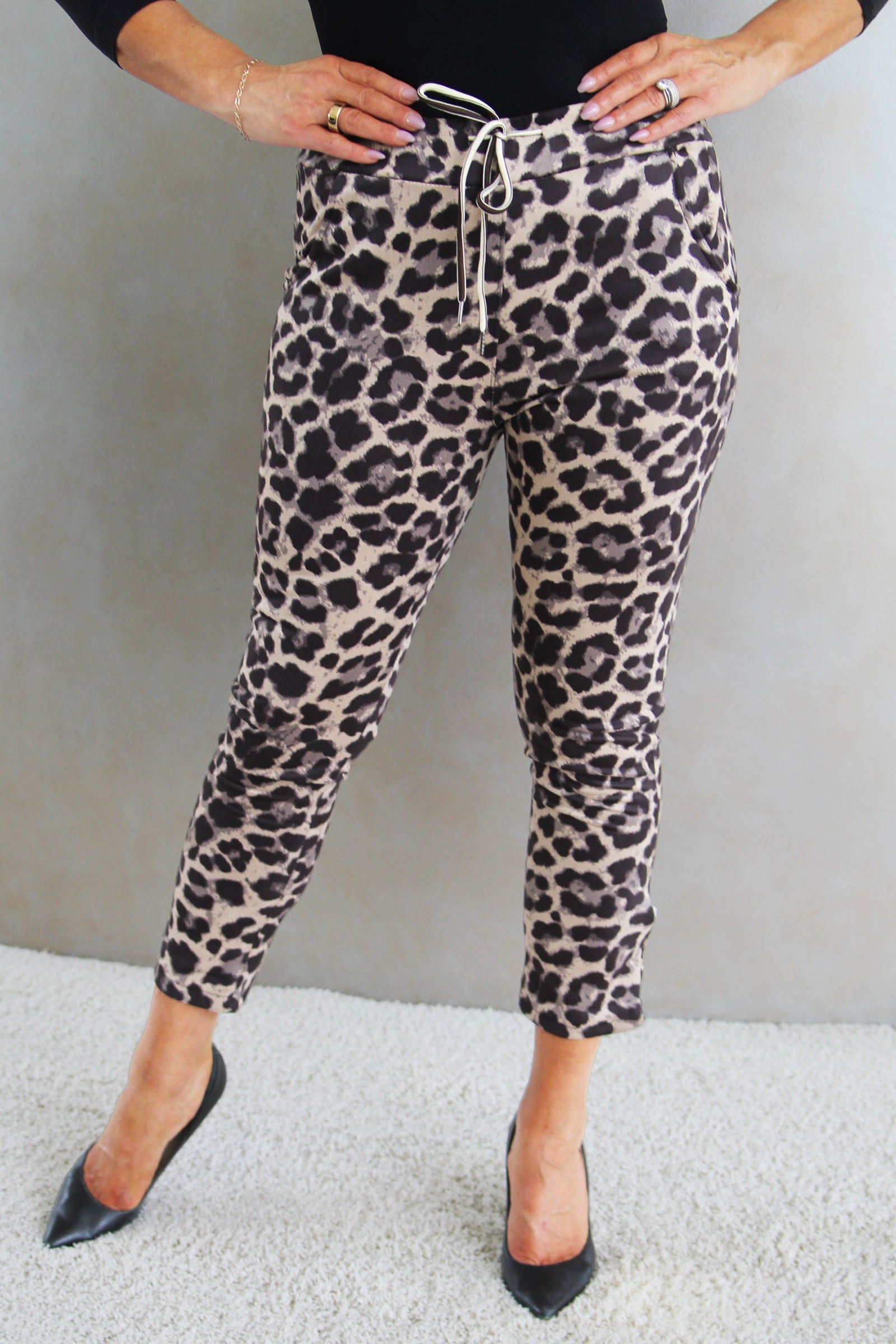 Leopard Print Faux Suede Jogger