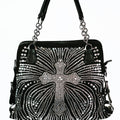 Rhinestone Cross Embellished Purse w/ Double Straps