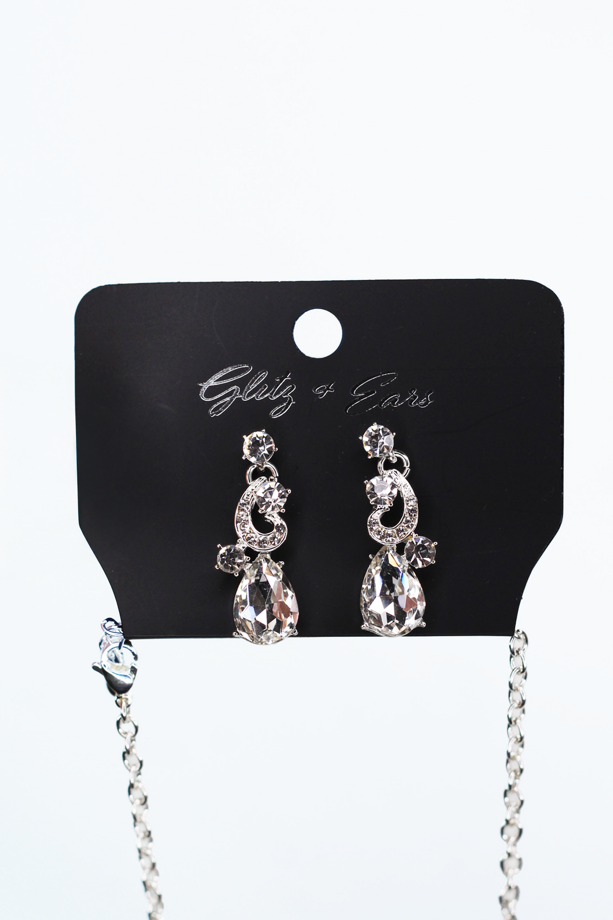 Teardrops Rounds & Pave Curls Rhinestone Necklace