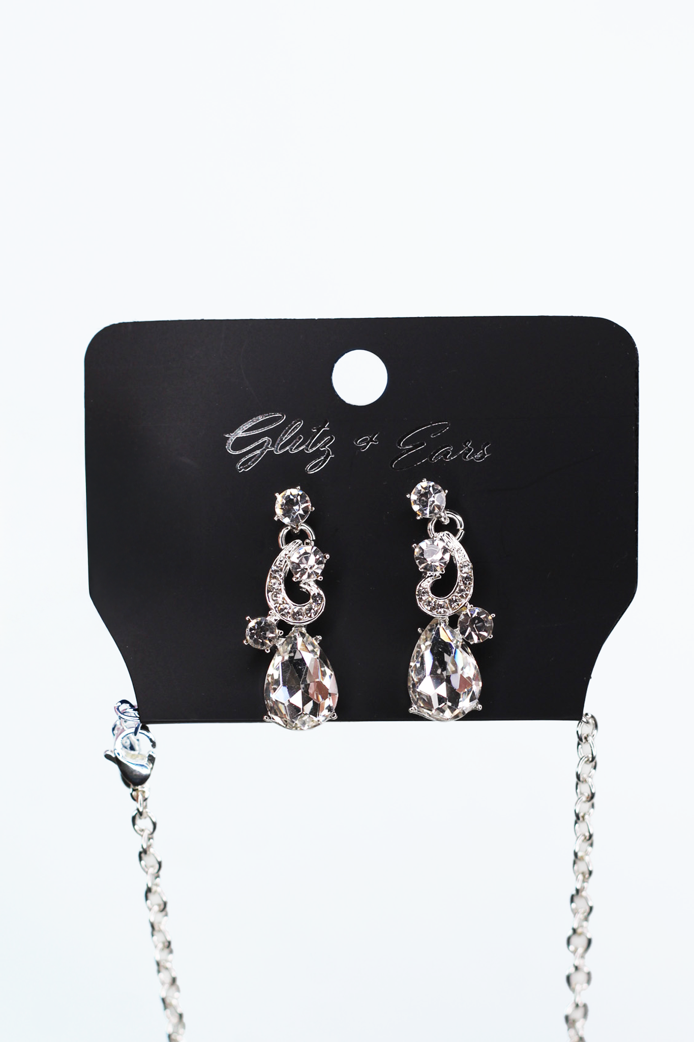 Teardrops Rounds & Pave Curls Rhinestone Necklace