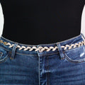 Rhinestone Leaves Chain Belt