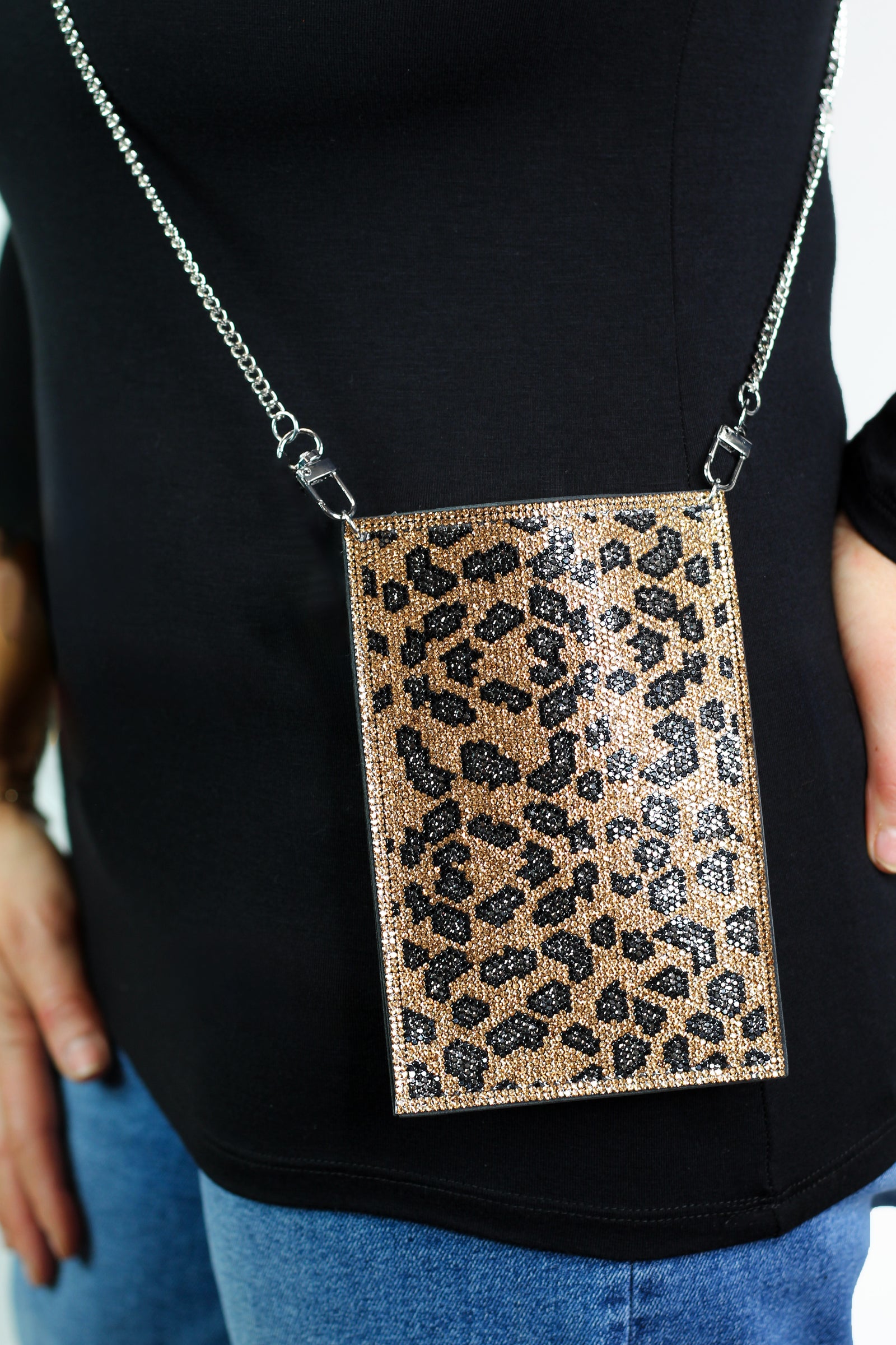 Rhinestone Front Crossbody Pouch