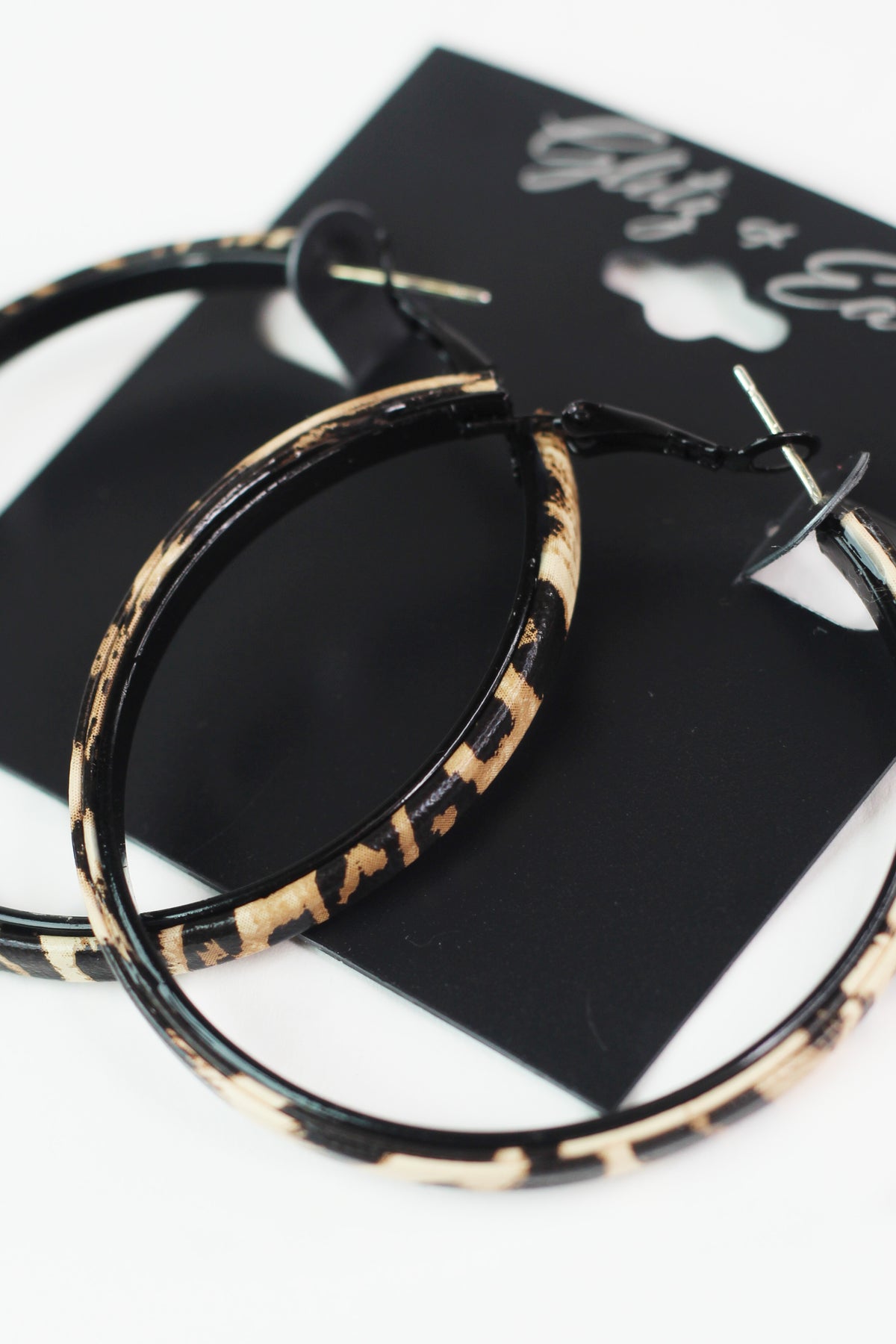 Leopard Print Lever Back Hoop Earrings