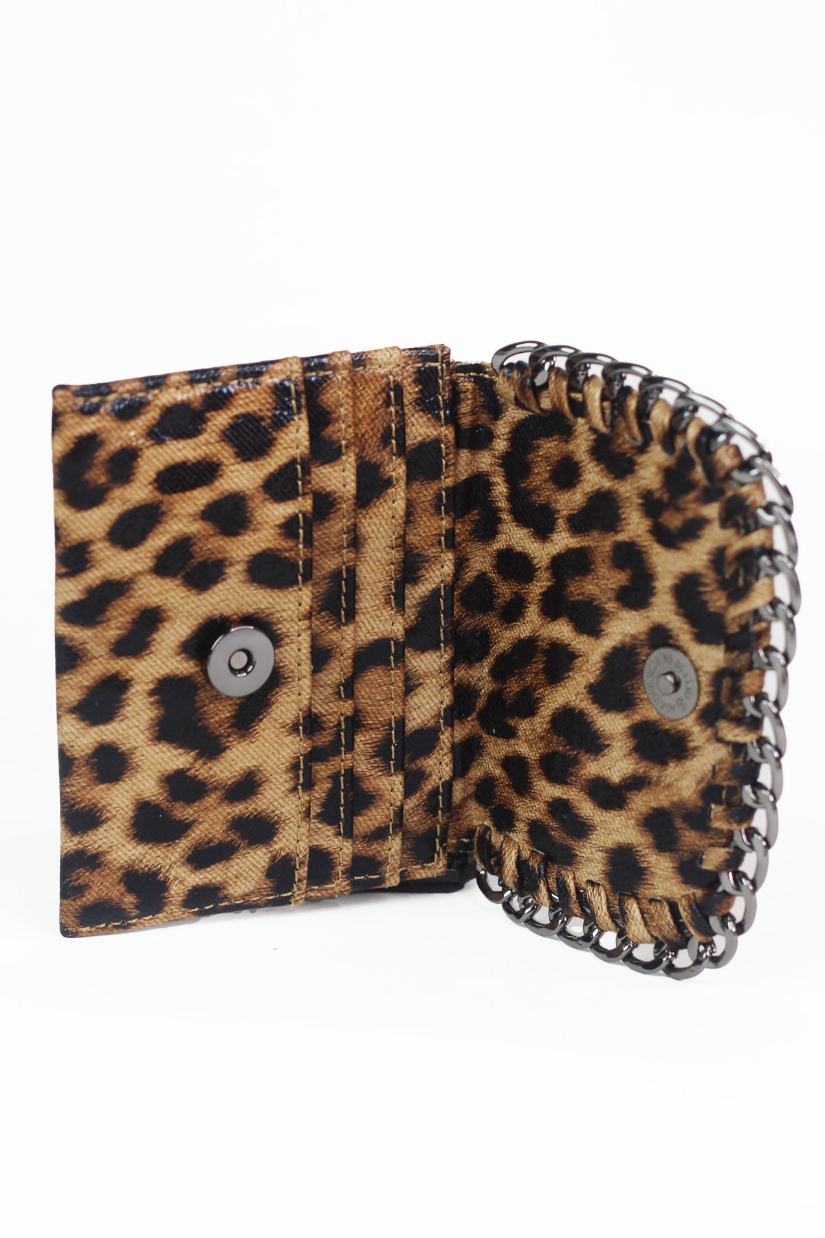 Shimmery Card Holder Wallet w/ Chain Trim