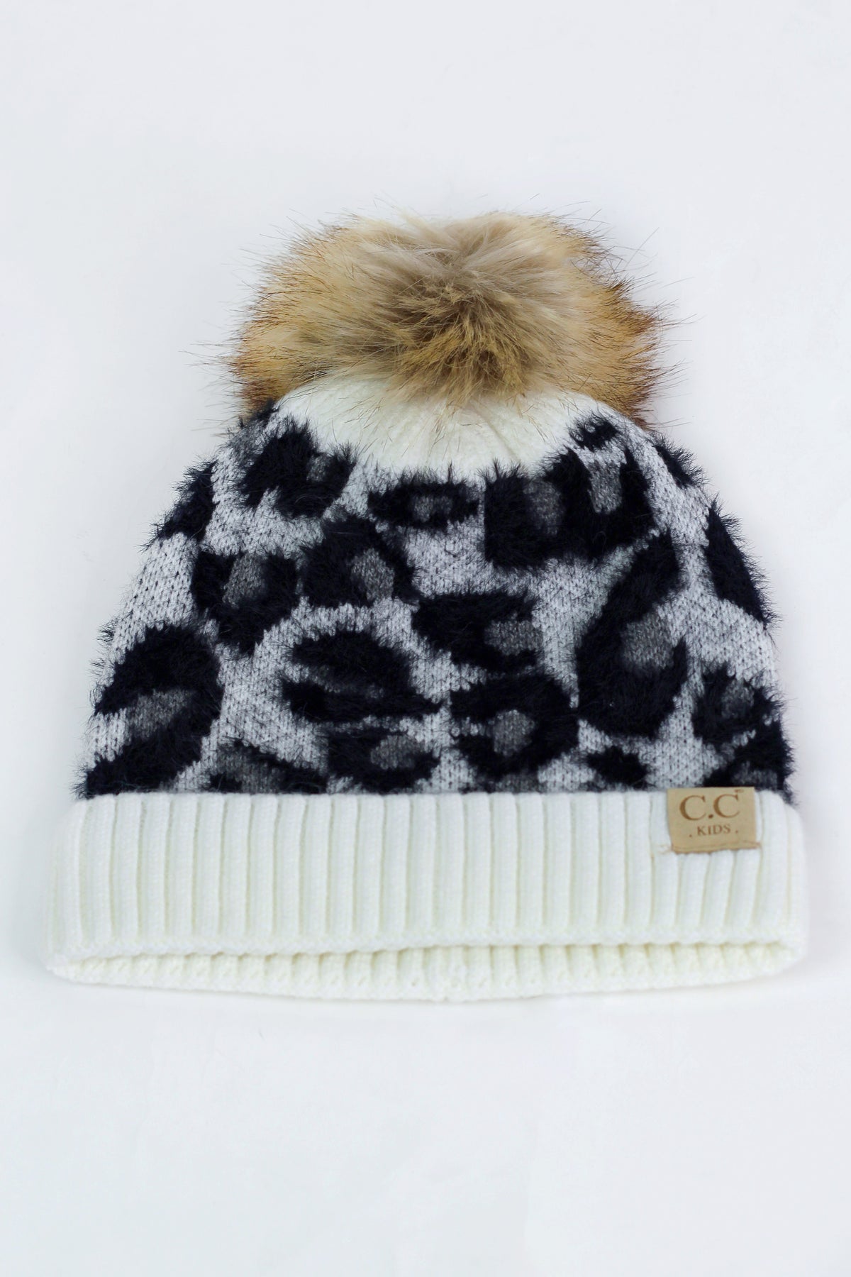 Leopard Winter Hat w/ Pompom