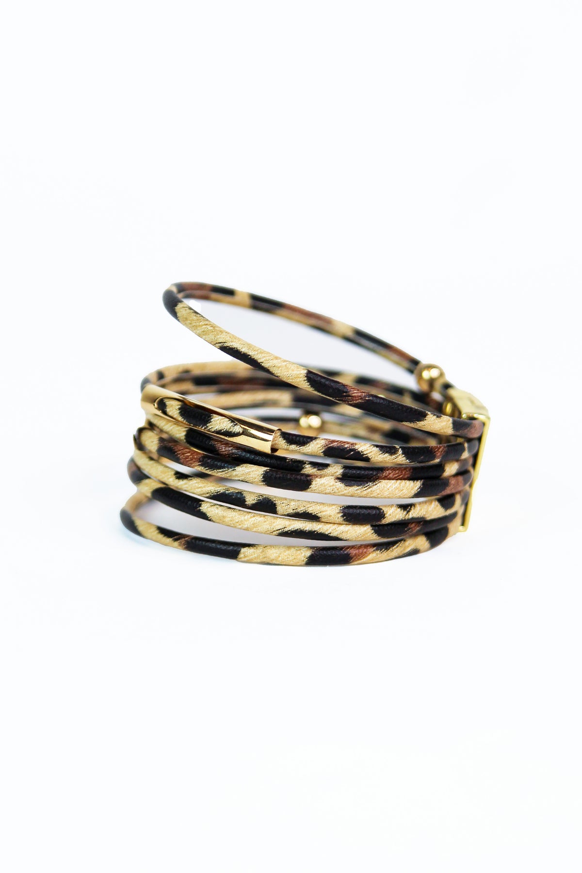 Leopard & Metal Bead Magnetic Bracelet