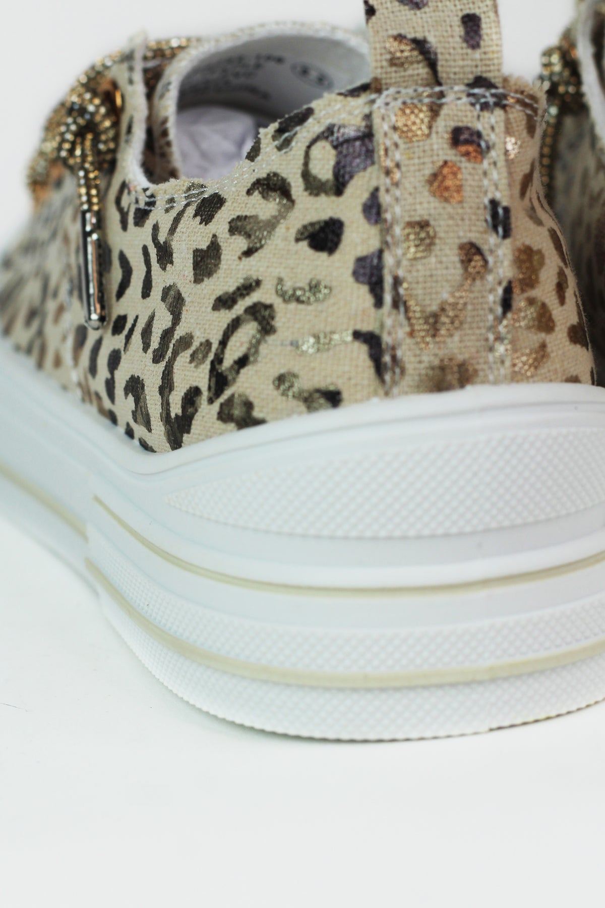 Leopard Canvas Sneakers w/ Rhinestone Shoe Laces