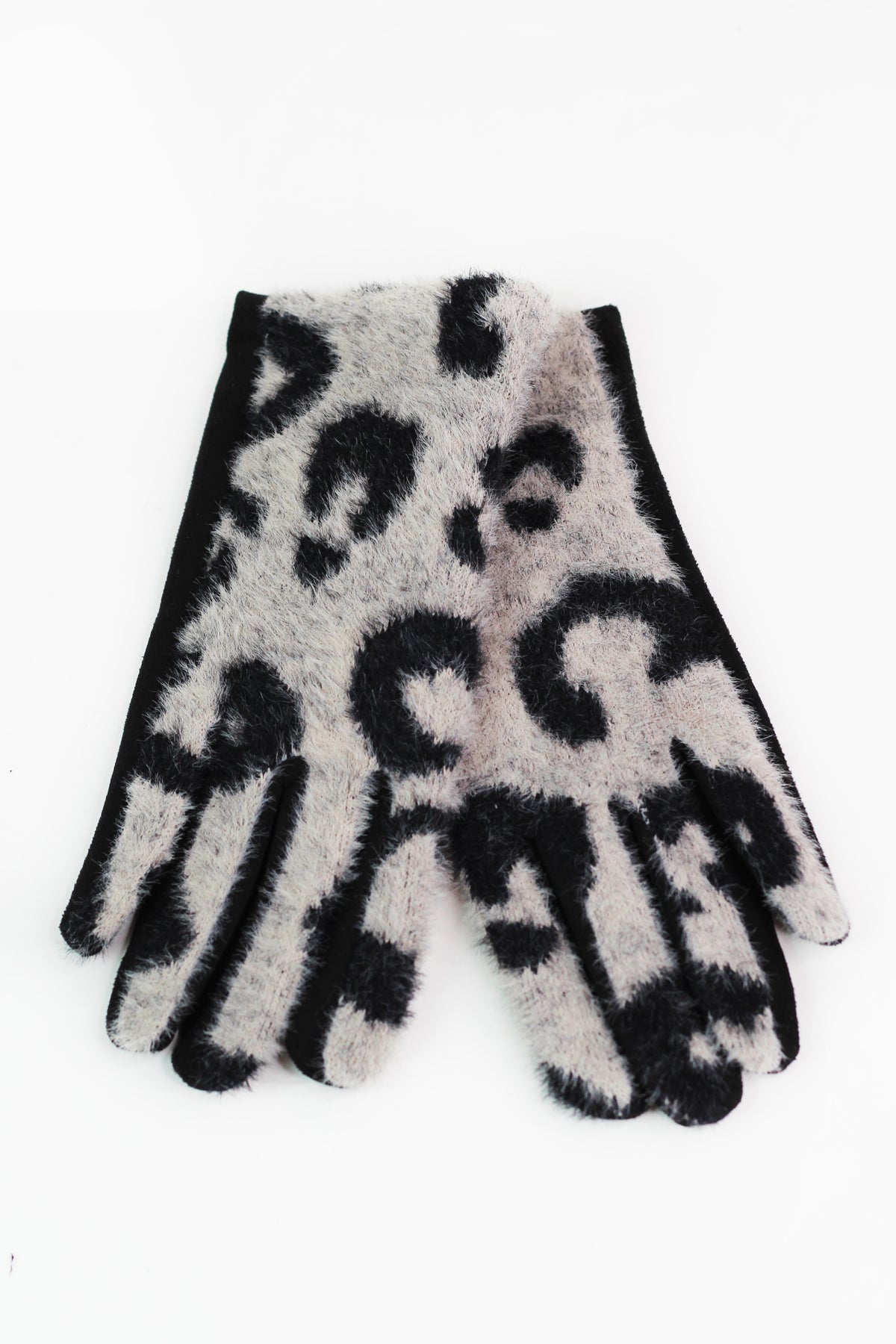 Leopard Print Faux Fur Gloves