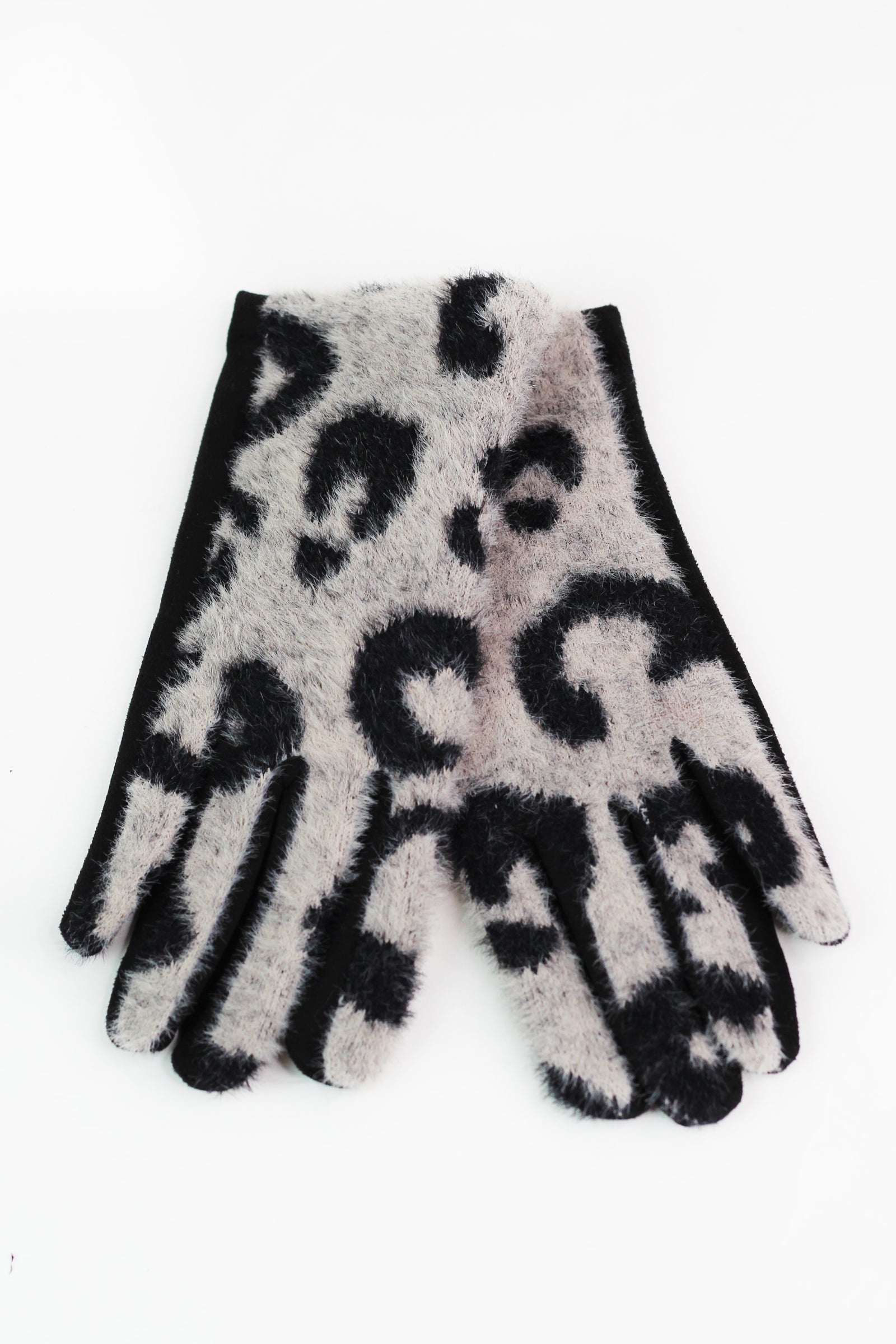 Leopard Print Faux Fur Gloves