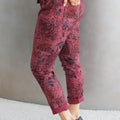Leopard & Floral Print Crinkle Joggers