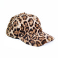 Leopard Print Faux Fur Baseball Cap