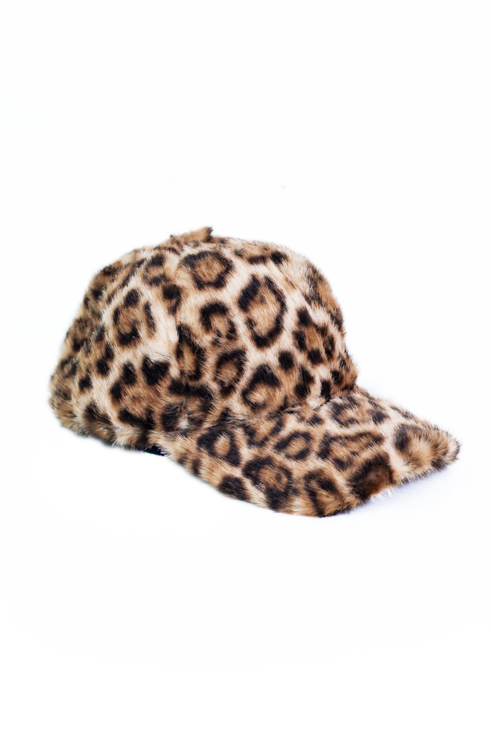 Leopard Print Faux Fur Baseball Cap
