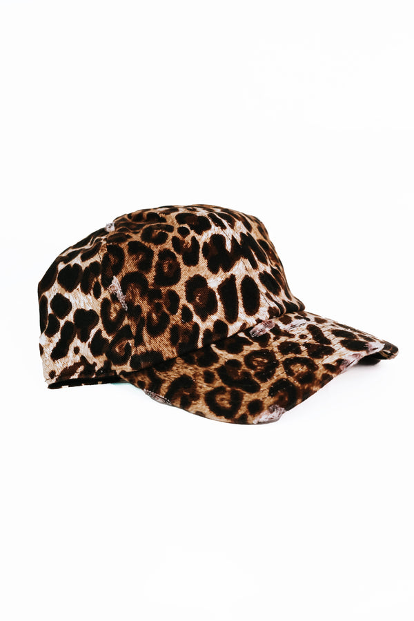 Distressed Leopard Print Baseball Cap - Glitz & Ears Boutique