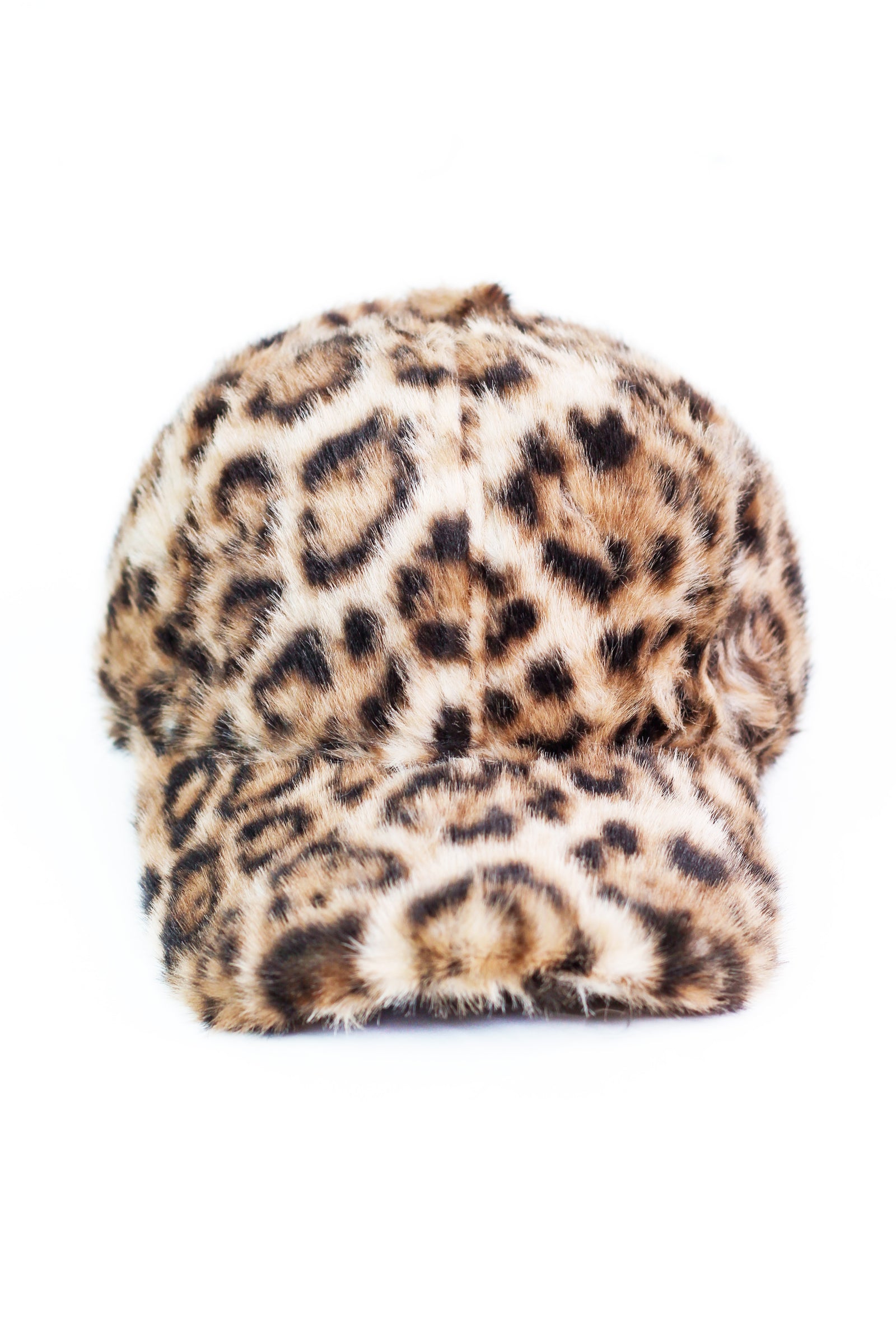 Leopard Print Faux Fur Baseball Cap
