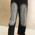 Wide Legged Joggers w/ Leopard Print & Rhinestone Front