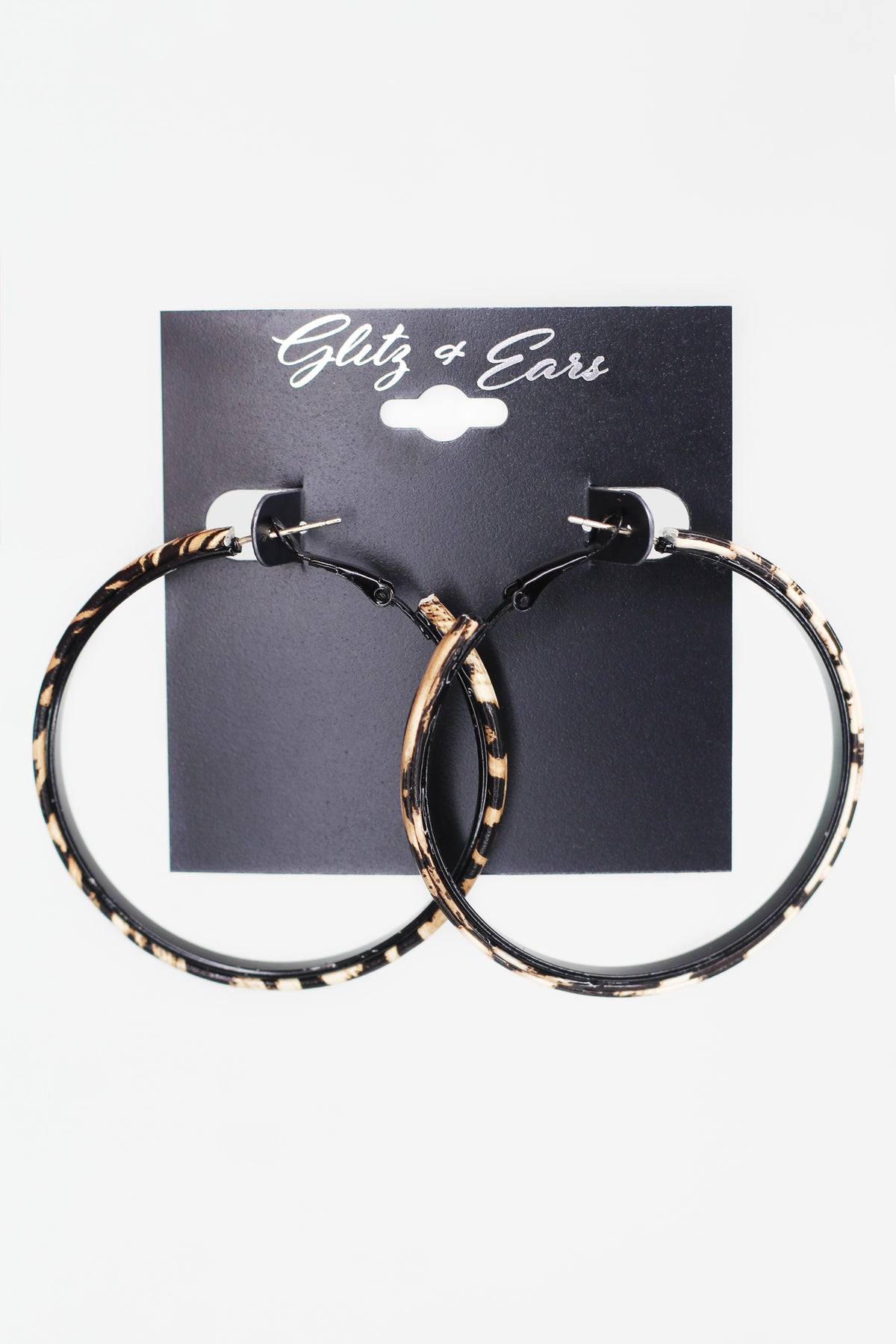 Leopard Print Lever Back Hoop Earrings