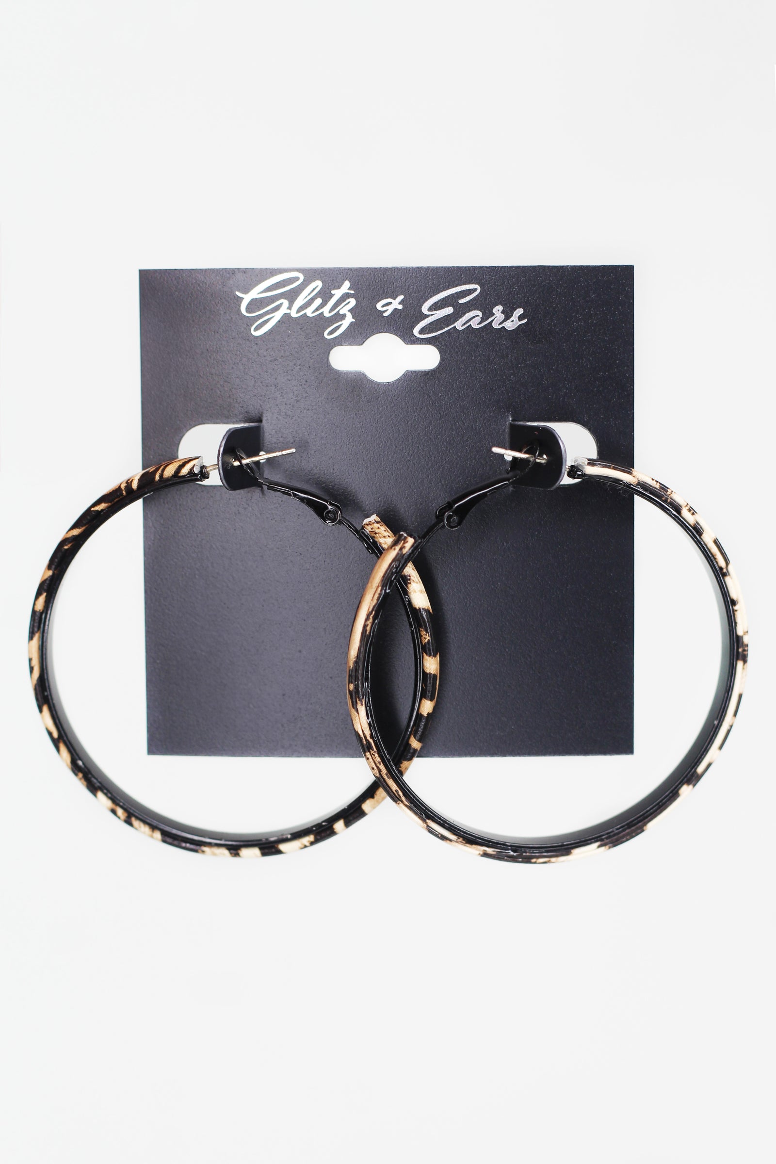 Leopard Print Lever Back Hoop Earrings