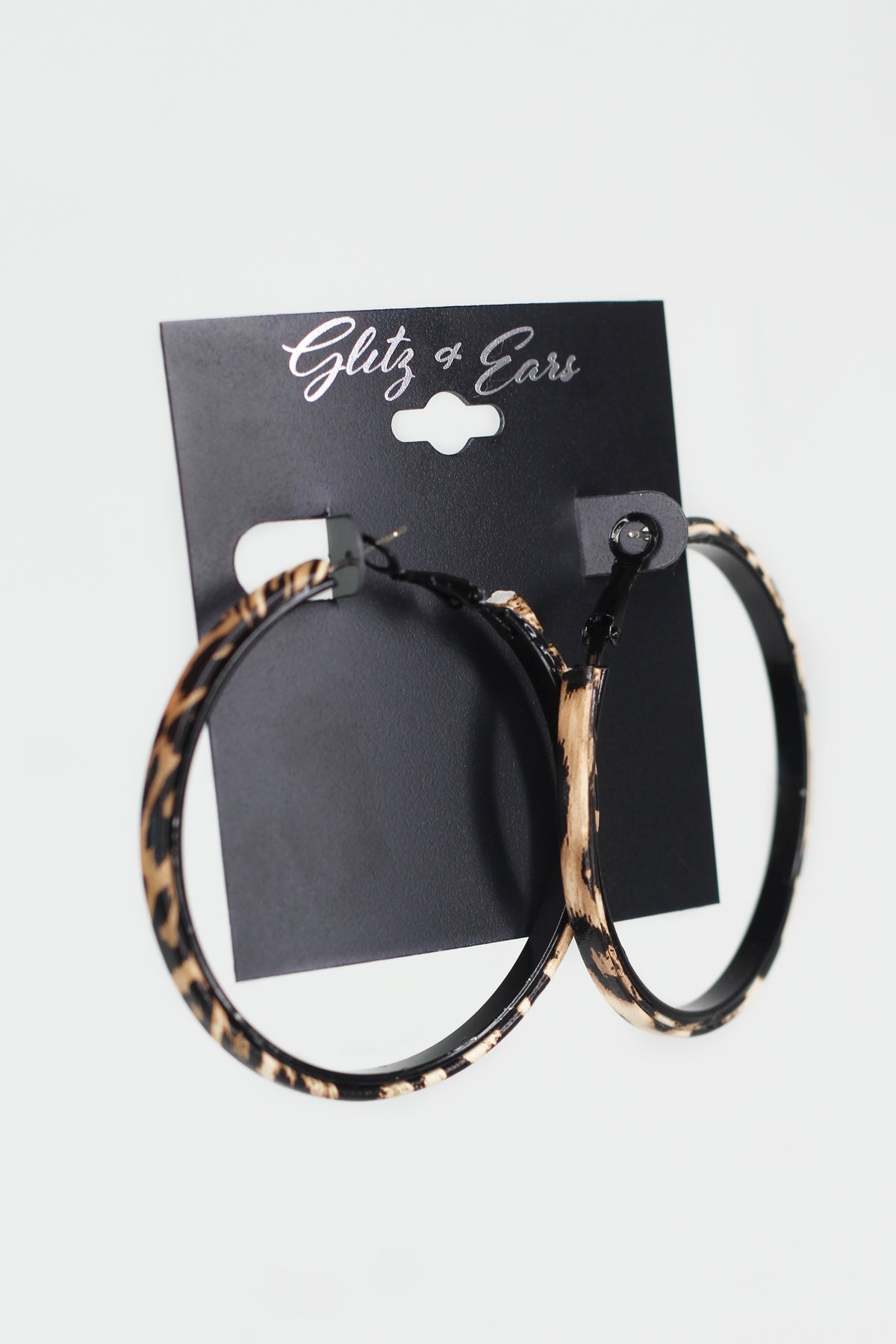 Leopard Print Lever Back Hoop Earrings