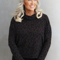 Leopard Cowl Sweater W/ Lace Up Back Tie