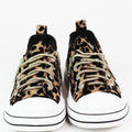 Leopard Velvet Sneakers w/ Rhinestone Shoe Laces