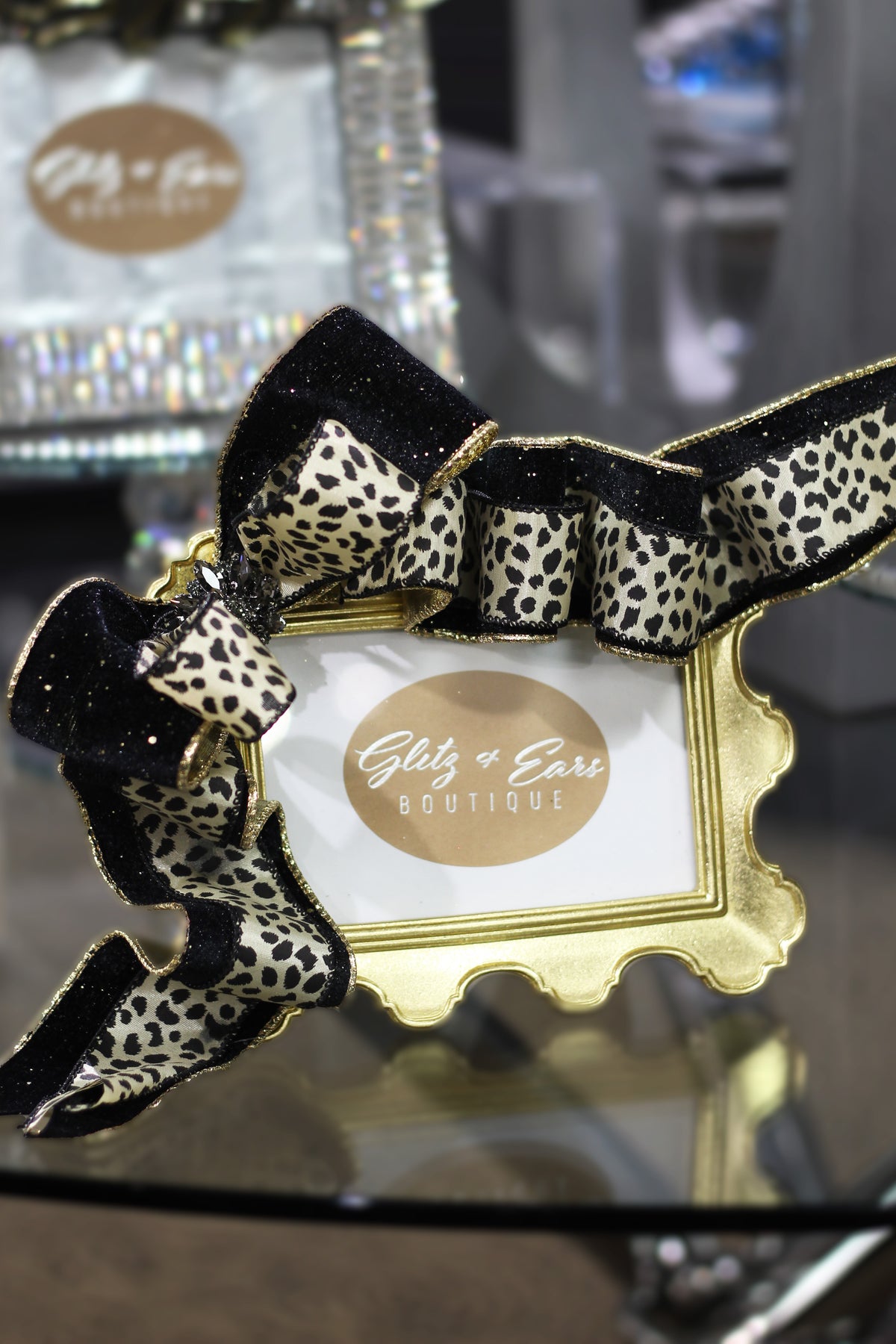 Picture Frame w/ Leopard Ribbon Accent