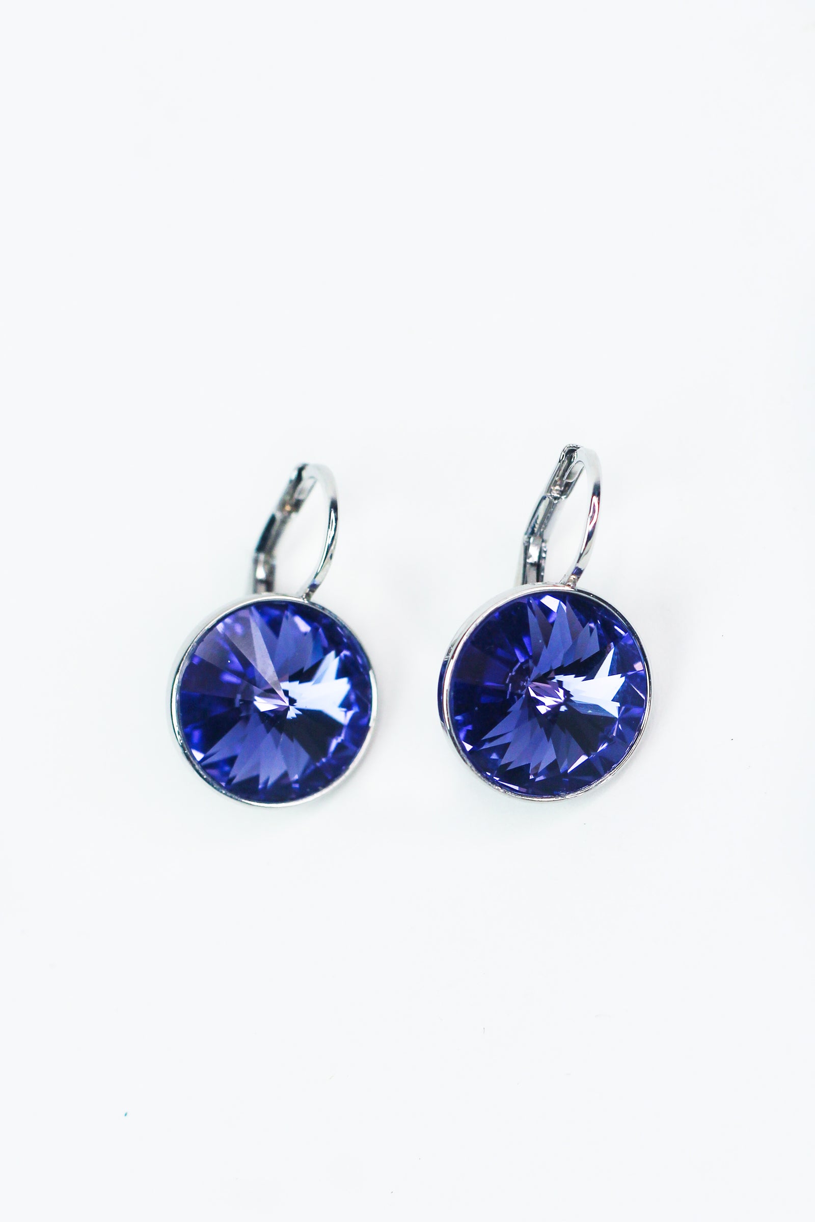 Large Stone Lever Back Silver Earring