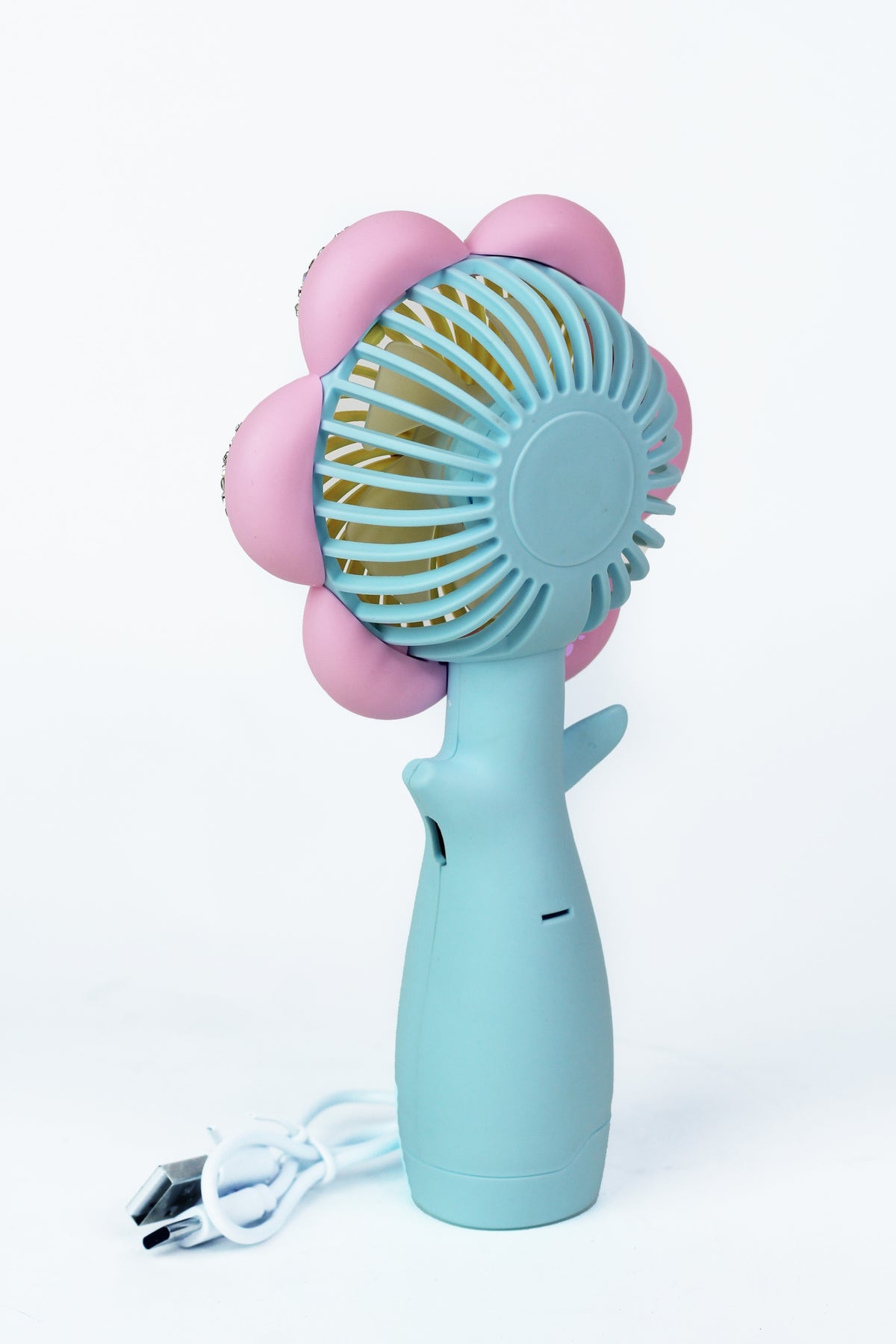 Handheld Flower Fan w/ Rhinestone Accents