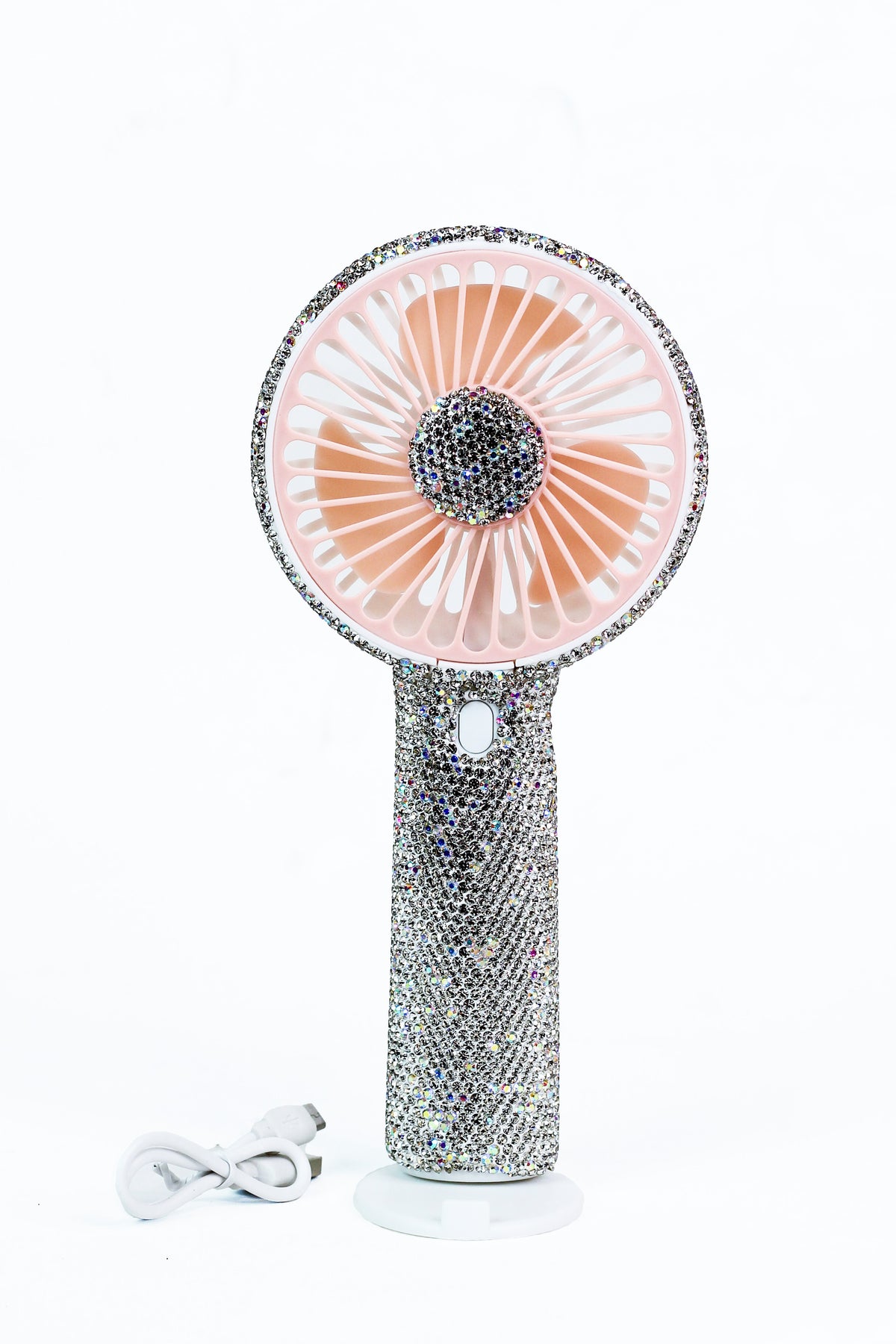 Rhinestone Handle & Outside Trim Handheld Fan