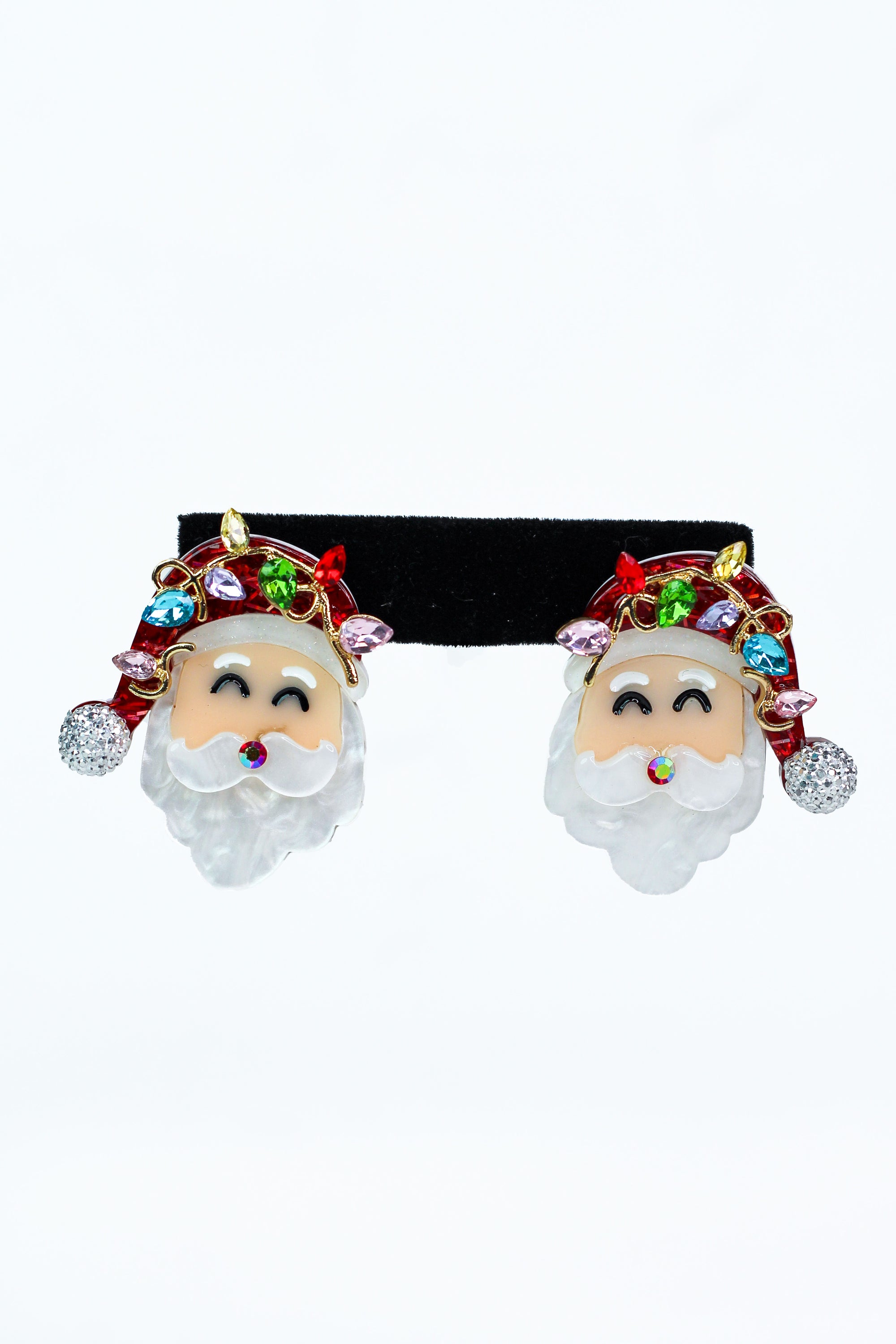 Santa Face Earrings w/ Marquis Rhinestone Accents