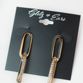 One Plain & One Rhinestone Open Link Earring
