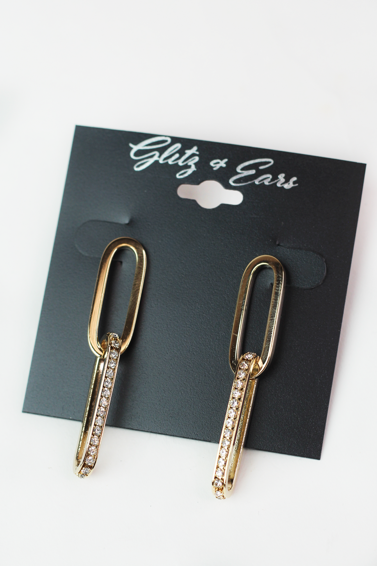One Plain &amp; One Rhinestone Open Link Earring