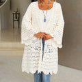 Long Cream Crochet Sweater