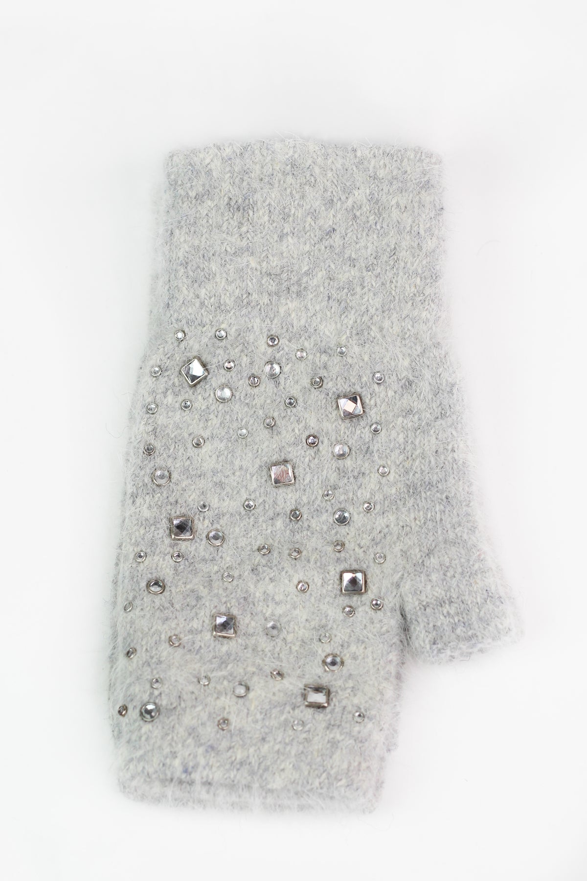 Fingerless Gloves w/ Scattered Square & Round Rhinestuds