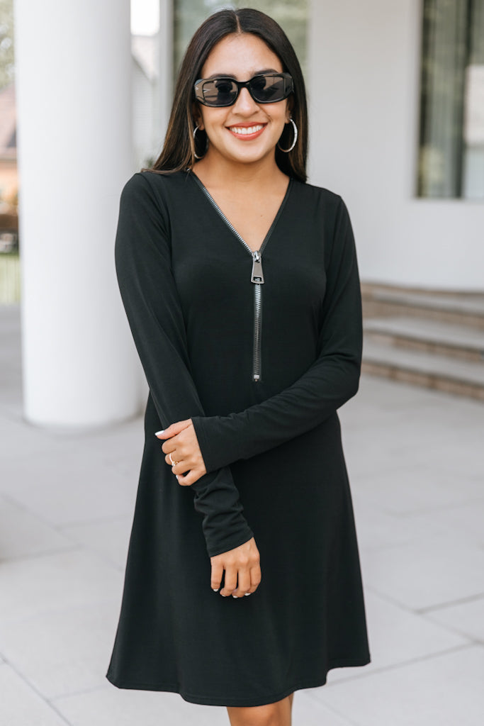 Front Zipper Long Sleeve Dress (SALE)