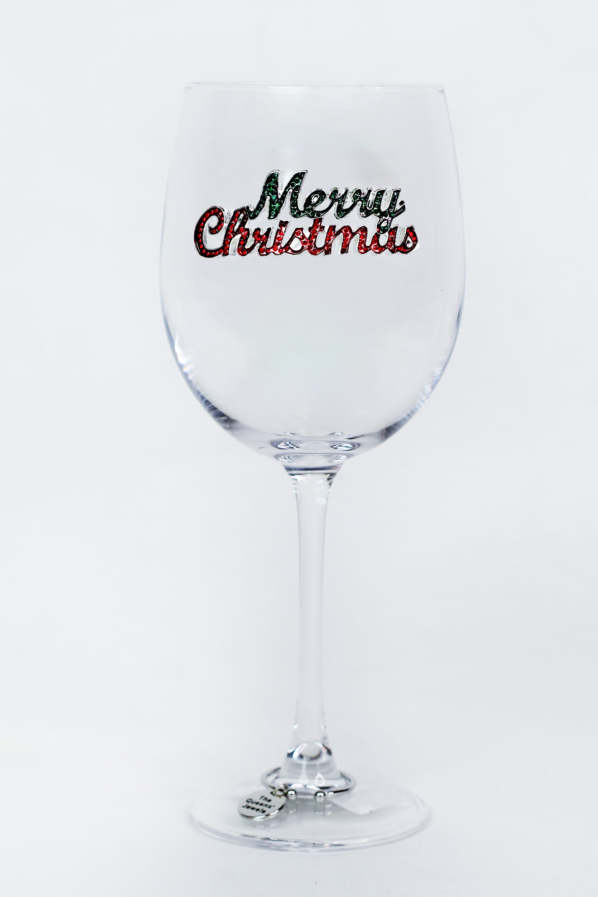 Merry Christmas Rhinestone Wine Glass